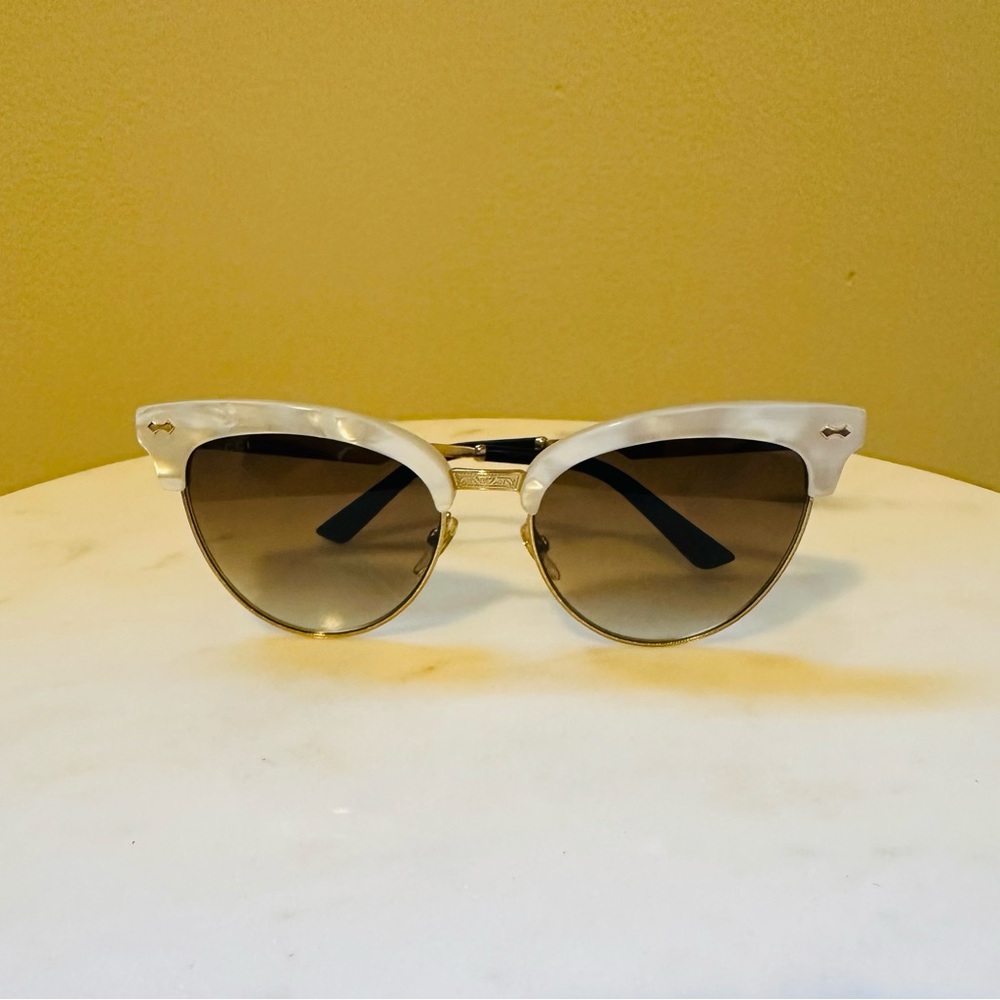 Gucci White and Gold Sunglasses Retro-Inspired Accessories